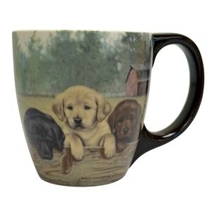 2010 Jim Lamb Lang "On The Fence" Labrador Retriever Puppies Labs Mug Wild Wings
